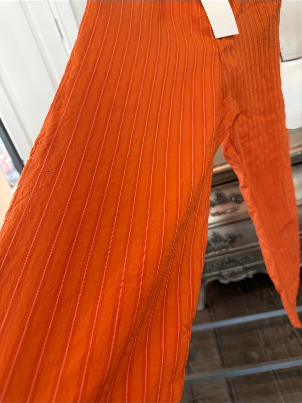 NWT ZARA PRANGE PANTS SIZE LARGE Lightweight Wide-Leg Pants - Picture 8 of 13